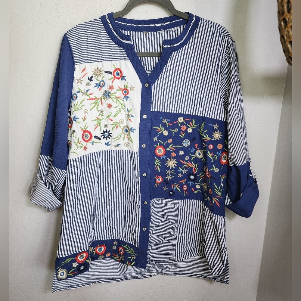 Vintage Bohemian Patchwork‎ Button Down Shirt